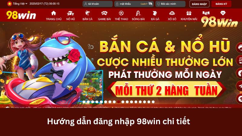 Đăng nhập 98win cực đơn giản