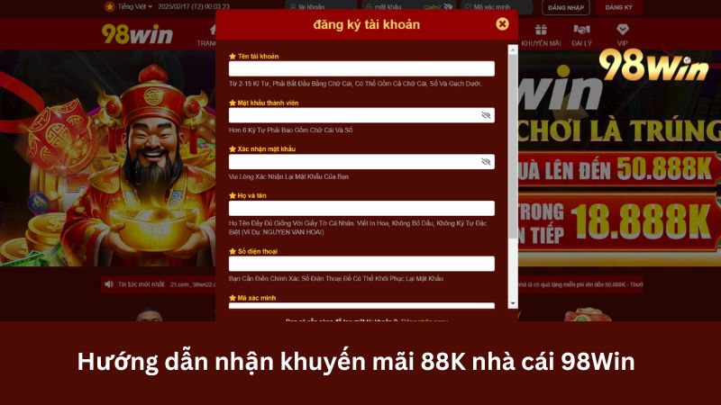 Nhận khuyến mãi 88k ngay khi đăng ký