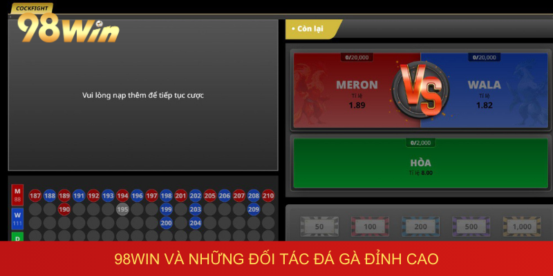 98win và những đối tác đá gà đỉnh cao